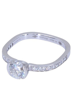 Solitaire DINH VAN "Flore" Moyen modèle en or blanc et diamants - Castafiore