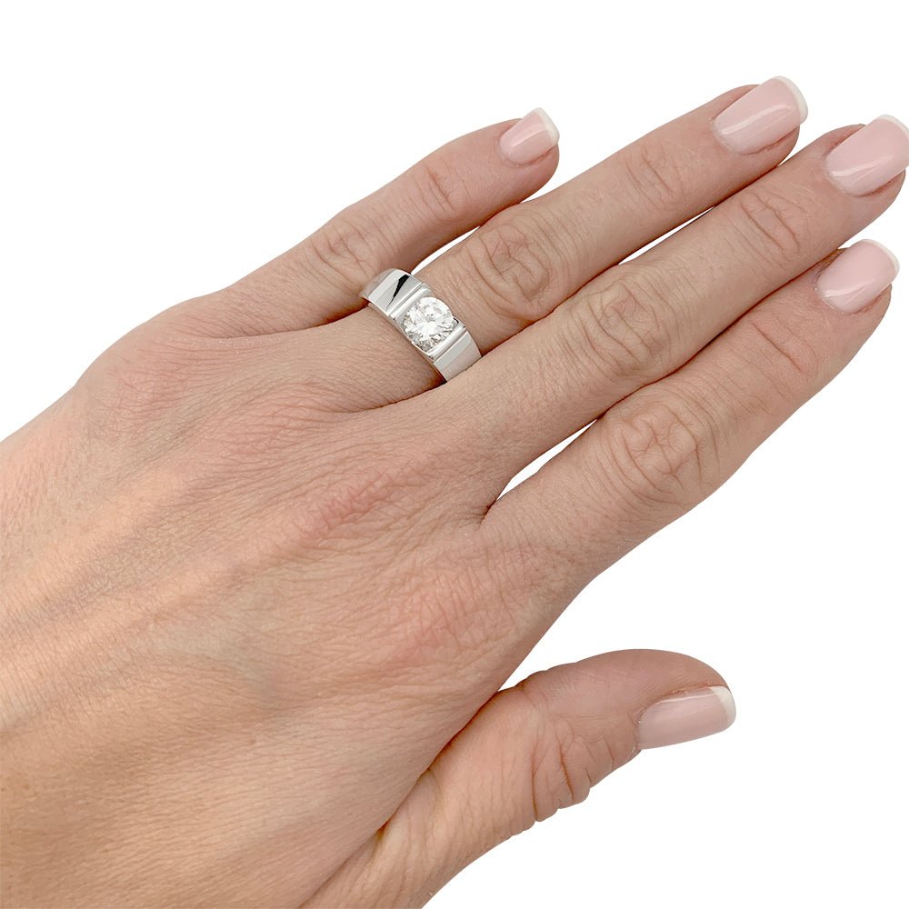 Solitaire en or blanc, diamant 1,14 carats - Castafiore