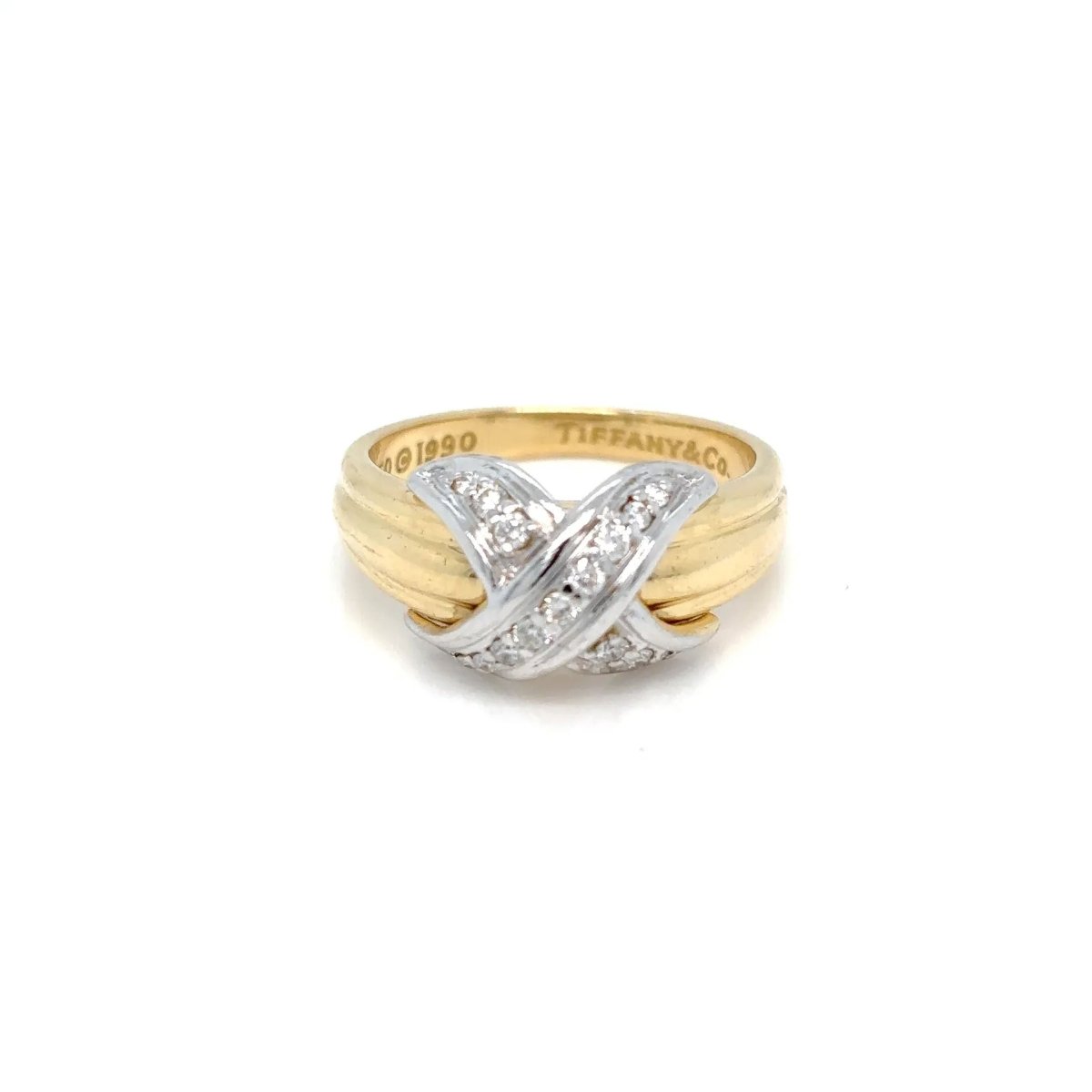 Tiffany & Co. Diamond Iconic X Gold & Platinum Ring - Castafiore
