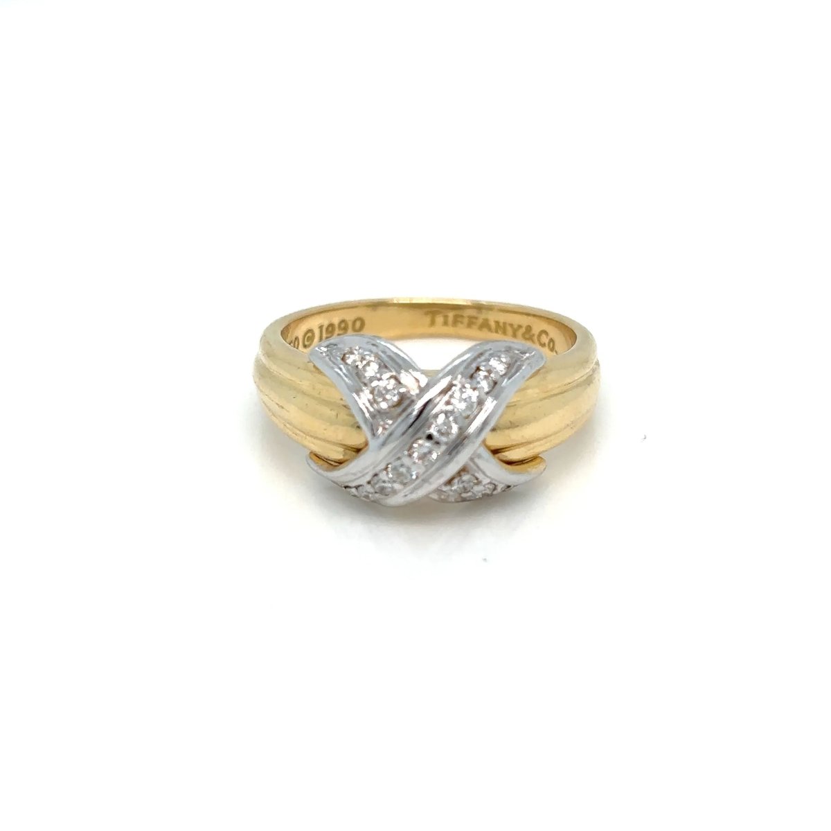 Tiffany & Co. Diamond Iconic X Gold & Platinum Ring - Castafiore