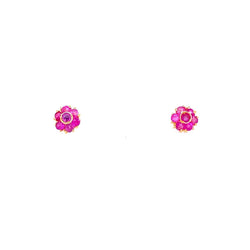 Vintage Ruby Gold Cluster Stud Earrings - Castafiore