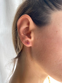 Vintage Ruby Gold Cluster Stud Earrings - Castafiore